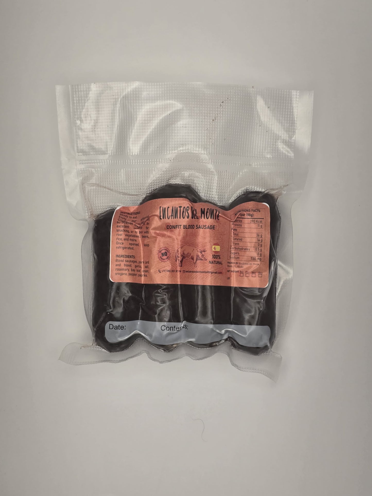 Criolla Blood Sausage, Pork, Vacuum-Packaged