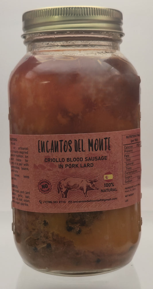 Spanish Style Creole Blood Sausage in Pork Fat